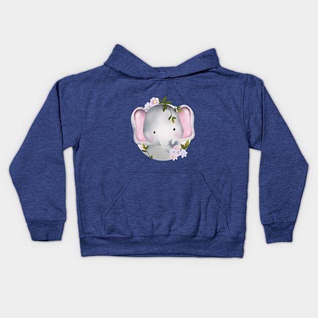 Cute Elephant Kids Hoodie by Rebel Merch